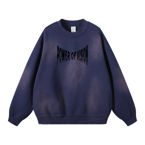 Round Neck Washed Distressed Ombre Heavyweight Sweatshirt (440GSM)