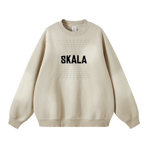 Round Neck Washed Distressed Ombre Heavyweight Sweatshirt (440GSM)