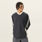 Colorblock V-neck Long Sleeve Shirt