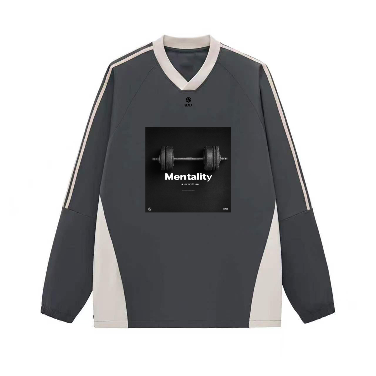 Colorblock V-neck Long Sleeve Shirt