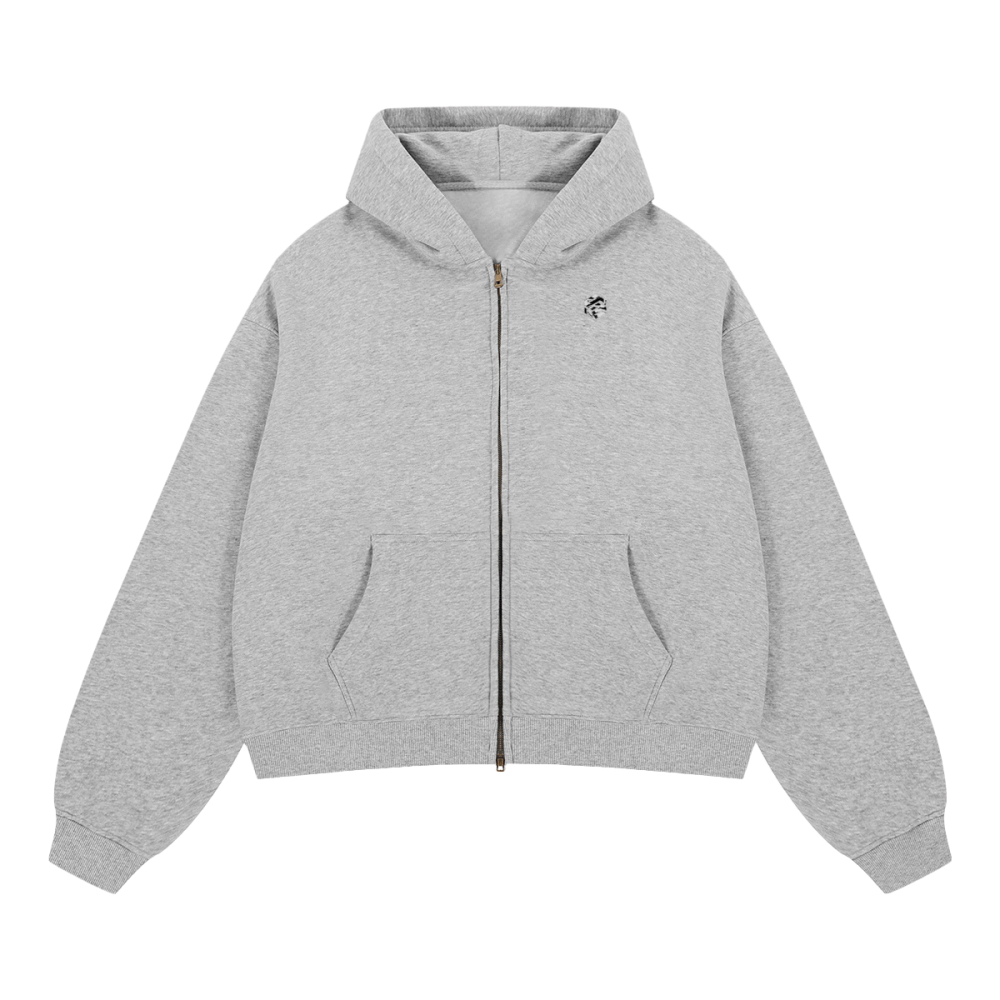 unisex cropped fleece zip-up hoodie