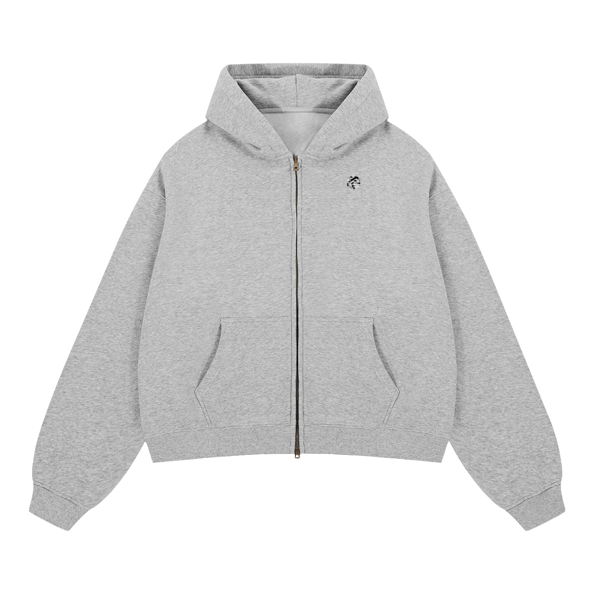unisex cropped fleece zip-up hoodie