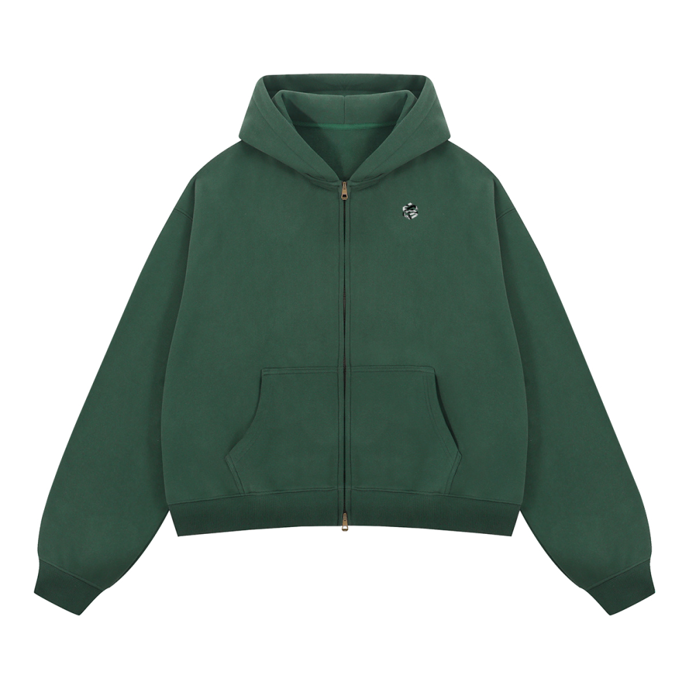 unisex cropped fleece zip-up hoodie