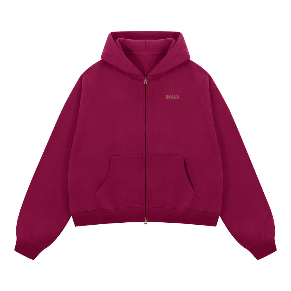 Unisex Boxy Cropped Fleece Zip-up Hoodie(380GSM)